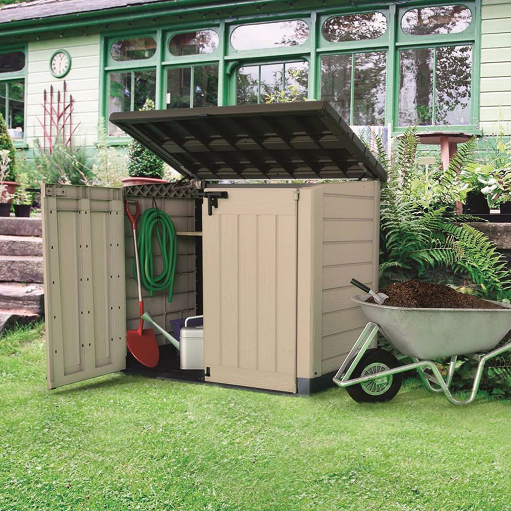 Keter Store It Out Max 1200L Outdoor Garden & Wheelie Bin Storage Shed – Brown/Beige