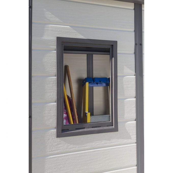 Keter Manor Pent Outdoor Garden Storage Shed, Beige/Brown, 6 x 4 ft