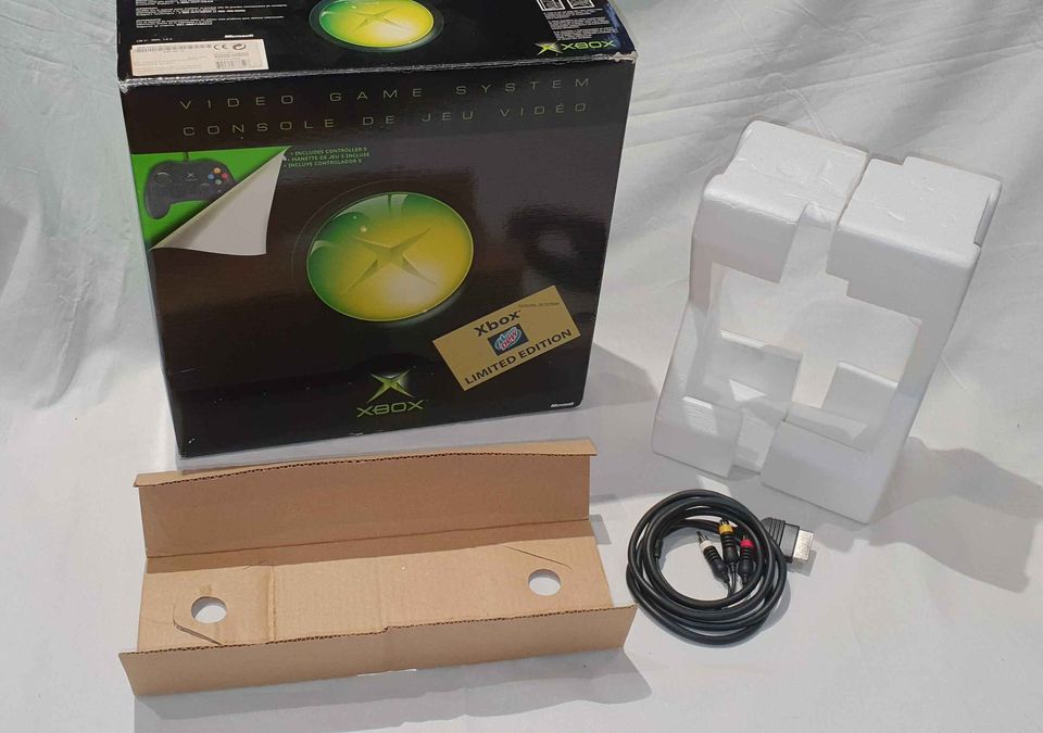 Boxed Xbox Mtn Dew & 2 custom controllers