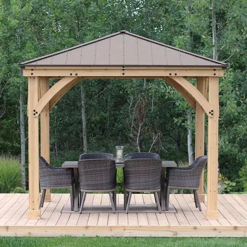 Meridian 10 feet. Width X 10 feet. D solid wood patio gazebo