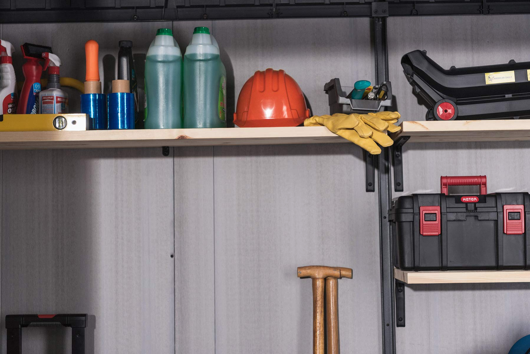 9x7 Foot Large Outdoor Shed with Floor with Modern Design for Patio Furniture, Tools