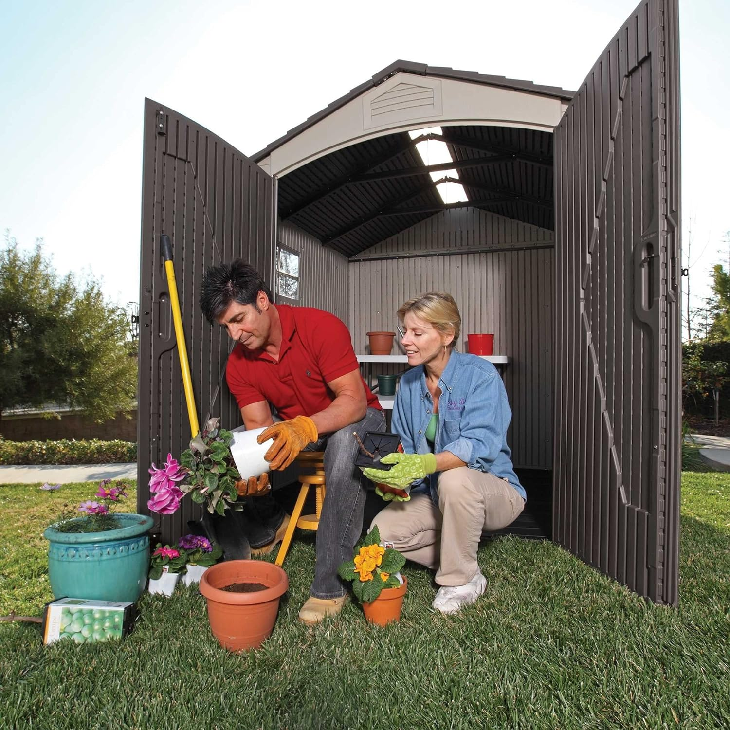 Lifetime 60190 7 x 7ft Heavy Duty Plastic Shed, Beige