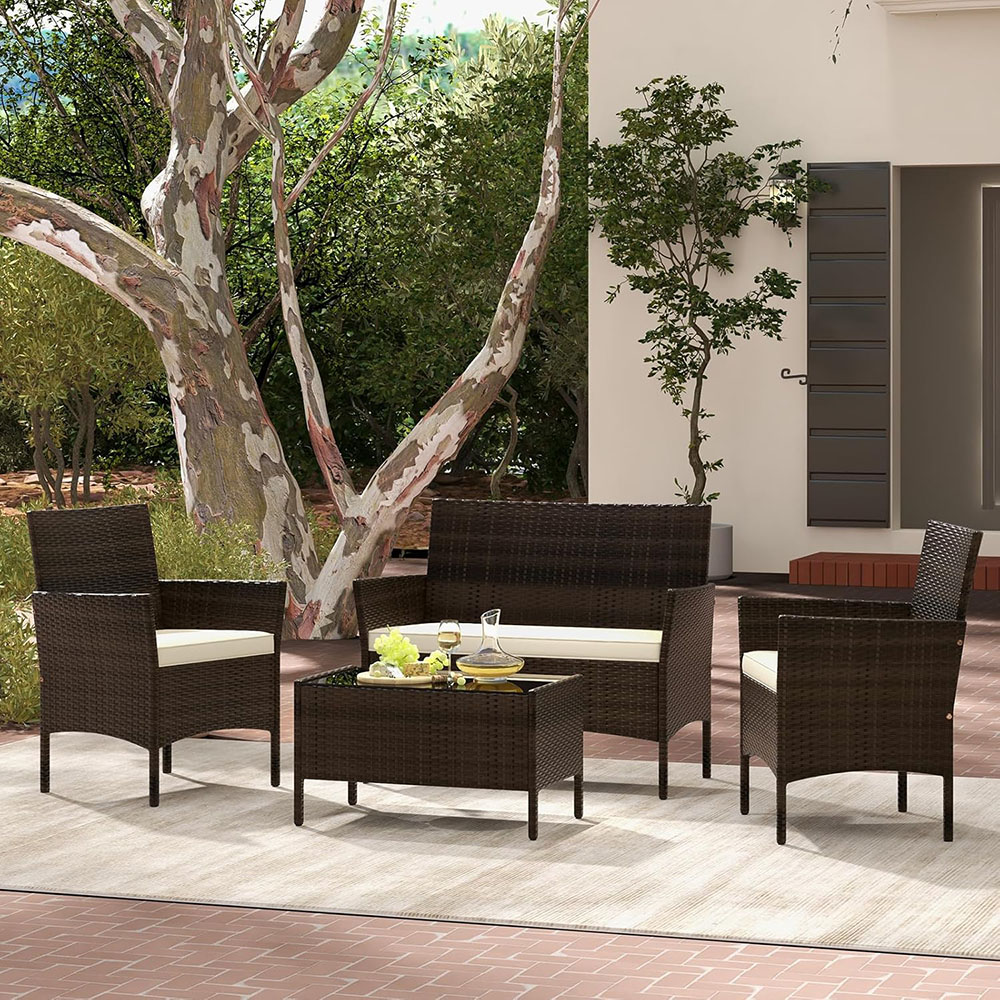 Tangkula 8-piece patio rattan reception set, outdoor wicker furniture set