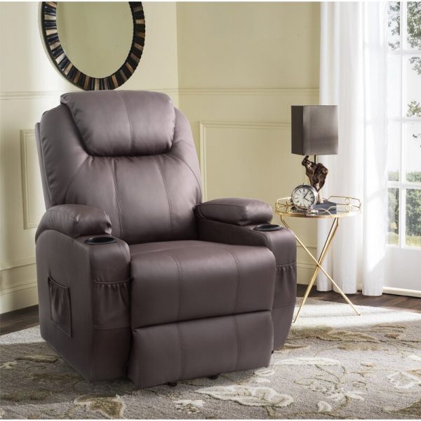 【Furniture】【BS】Faux Leather Power Reclining Heated Massage Chair